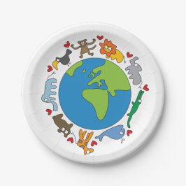 Plato De Papel La paz y el amor adoran a los Personalizados anima