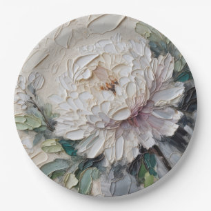 Plato De Papel La Peonía Blanca Impa El Arte