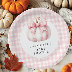 Plato De Papel La pequeña calabaza rosada de Gingham
