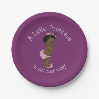 Plato De Papel La pequeña princesa étnica Baby Shower Purple