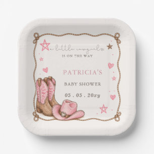 Plato De Papel La pequeña vaquera está en camino Chica Baby Showe