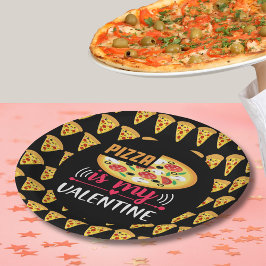Plato De Papel La pizza es mi Fiesta gracioso de San Valentín