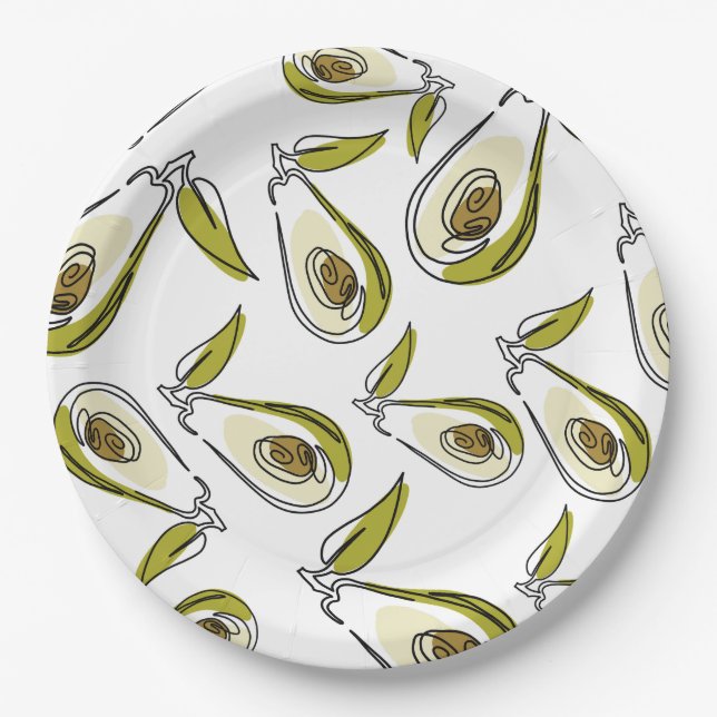 Plato De Papel La Placa de papel cuenta con un aguacate lindo. (Anverso)