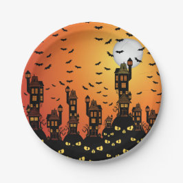 Plato De Papel La plaqueta de pueblo embrujada