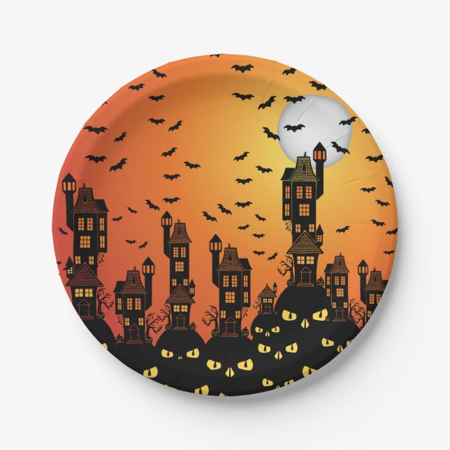 Plato De Papel La plaqueta de pueblo embrujada (Anverso)