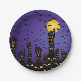 Plato De Papel La plaqueta de pueblo embrujada