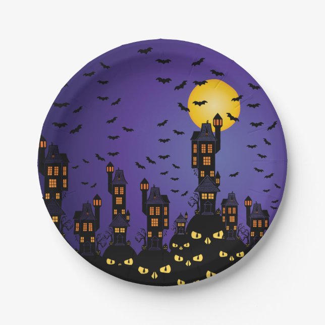 Plato De Papel La plaqueta de pueblo embrujada (Anverso)