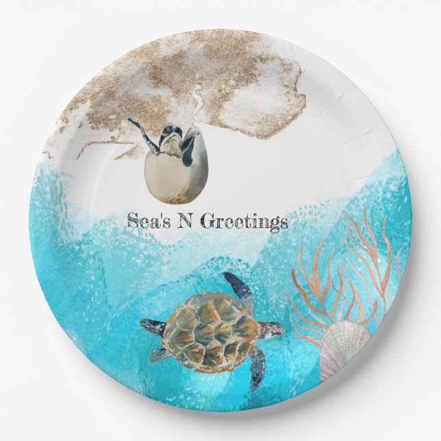 Plato De Papel La playa Sea's N Greetings Napkins Ocean (Anverso)