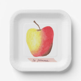 Plato De Papel La pomme / El aprendizaje francés de manzanas