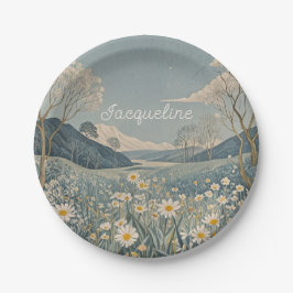 Plato De Papel La pradera lunar personalizada