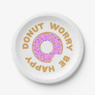 Plato De Papel La preocupación del buñuelo sea feliz