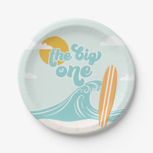 Plato De Papel La Primera Cumpleaños de la Playa de Surf The Big