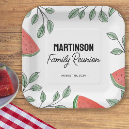 Plato De Papel La sandía del árbol veraniego de la Reunión de la 