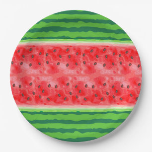 Plato De Papel La sandía es fruta fresca del verano