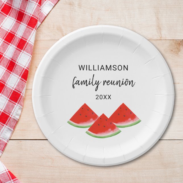 Plato De Papel La sandía roja de unión familiar personalizada (Subido por el creador)