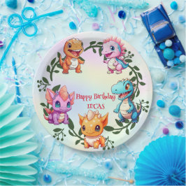 Plato De Papel La selva de los dinosaurios de la escuela fiesta d