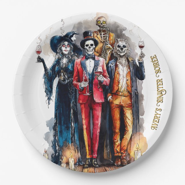 Plato De Papel La siniestra fiesta de Soirée Halloween de Avery (Anverso)
