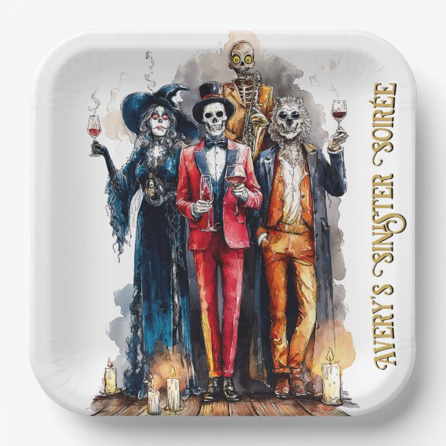 Plato De Papel La siniestra fiesta de Soirée Halloween de Avery (Anverso)