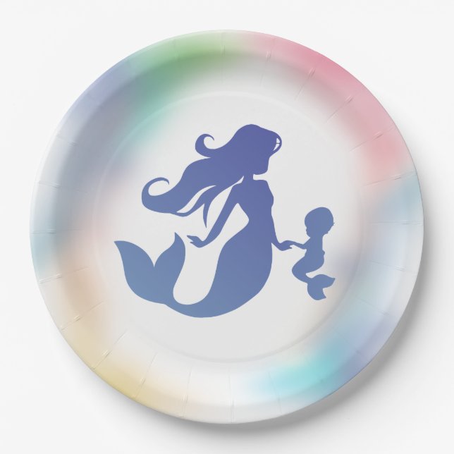 Plato De Papel La sirena Baby Shower bajo el mar (Anverso)
