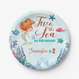 Plato De Papel La sirena naranja dos Chicas del mar Segundo cumpl