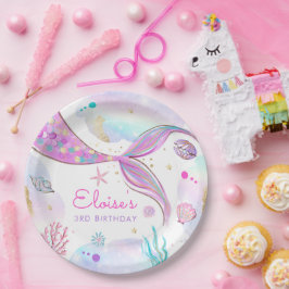 Plato De Papel La Sirenita Temblorosa Bajo La Fiesta Del Cumpleañ