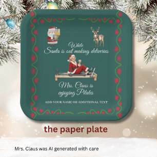 Plato De Papel La Sra. Claus disfruta de Pilates Nombre 