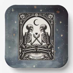 Plato De Papel La Tarjeta de Tarot de Los Amantes Boda Celestial