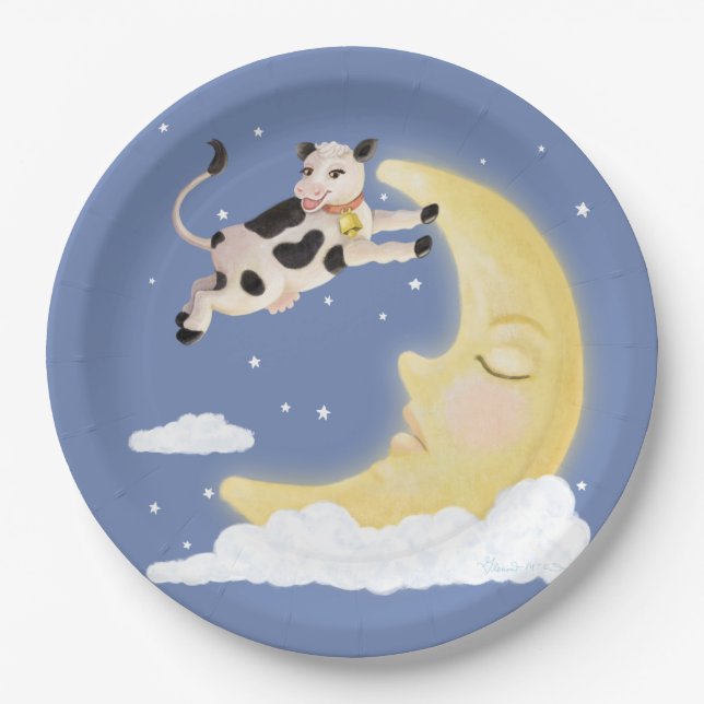 Plato De Papel La vaca saltó sobre la luna (Anverso)