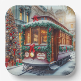 Plato De Papel La vagina navideña vintage en la nieve