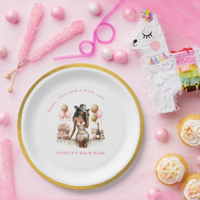 Plato De Papel La Vaquera Último Rodeo Fiesta de Despedida de Sol (Fiesta)