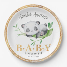 Plato De Papel La vegetación de Baby Shower Cute Sleeping Panda