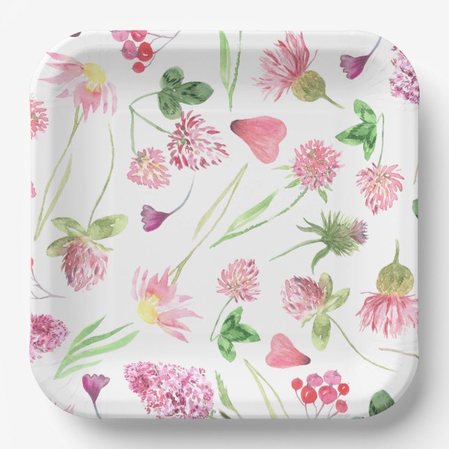 Plato De Papel La vegetación de las flores silvestres (Anverso)