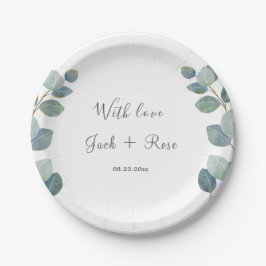 Plato De Papel La vegetación rústica Eucalyptus Boda de verano.