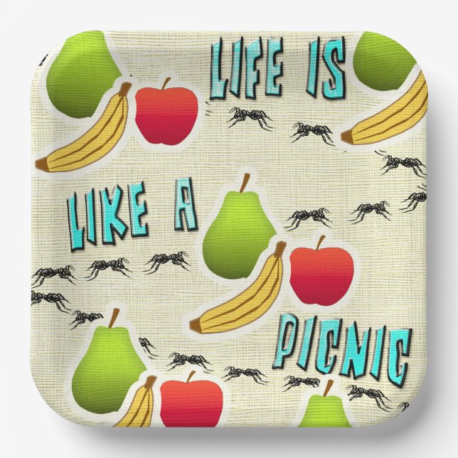 Plato De Papel La vida es como un picnic (Anverso)