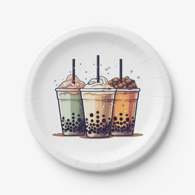 Plato De Papel La vida es corta, bebe el boba (Anverso)