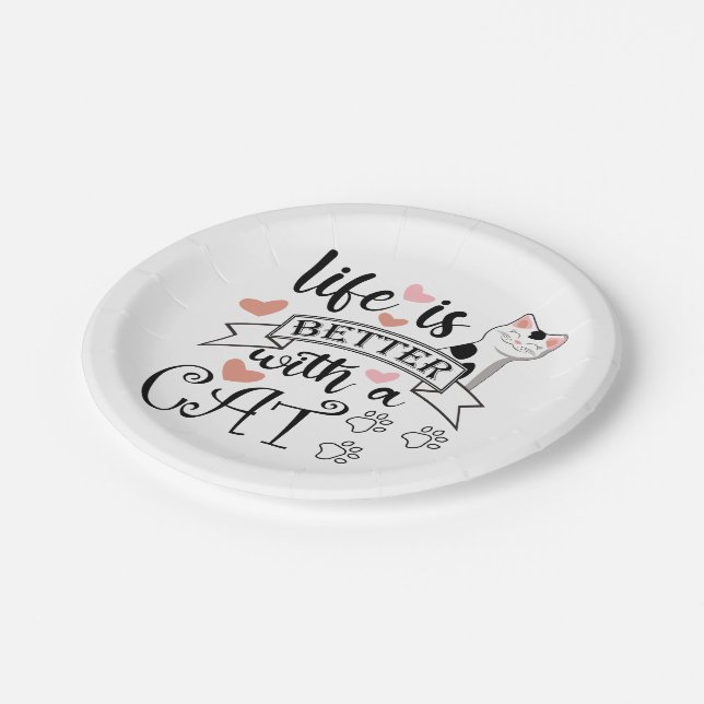 Plato De Papel La vida es mejor con un eslogan de citas gatas (Angular)