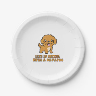 Plato De Papel La Vida Es Mejor Con Una Cavapoo - Un Perro Funny
