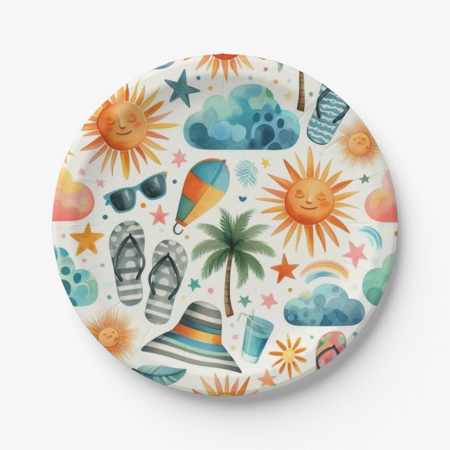 Plato De Papel La vida es una playa (Anverso)