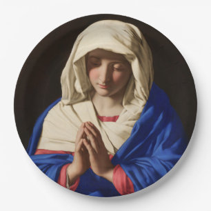 Plato De Papel La Virgen María en la oración