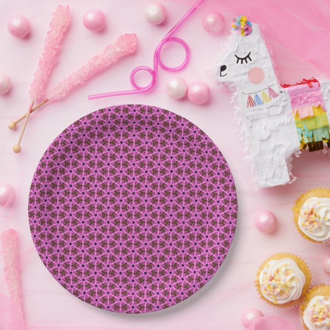 Plato De Papel Laberinto rosa (Fiesta)