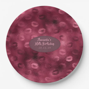 Plato De Papel Labios con brillo de lámina Burgundy Glam