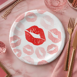Plato De Papel Labios con Lápiz Labial