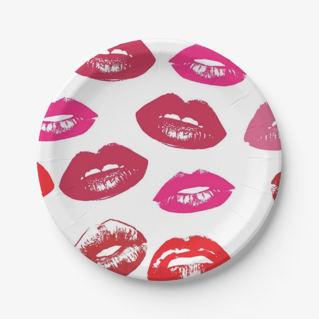 Plato De Papel Labios de Kissable (Labios de Besado, Labios Rojos (Anverso)