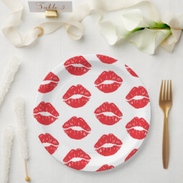 Plato De Papel Labios Rojos, Labios Rojos, Beso, Patrón De Labios