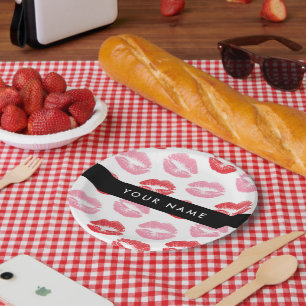 Plato De Papel Labios rojos, labios rosados, besos, tu nombre, pe
