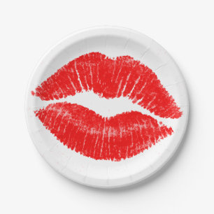 Plato De Papel Labios Rojos Lápiz Labial Tinta para Labios Maquil