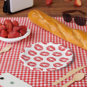Plato De Papel Labios Rojos, Patrón De Labios, Labios Rojos, Beso