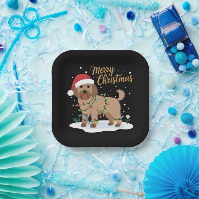 Plato De Papel Labradoodle Feliz Navidad Graciosa Navidad Perro a (Fiesta)