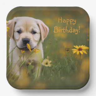 Plato De Papel Labrador amarillo recuperador