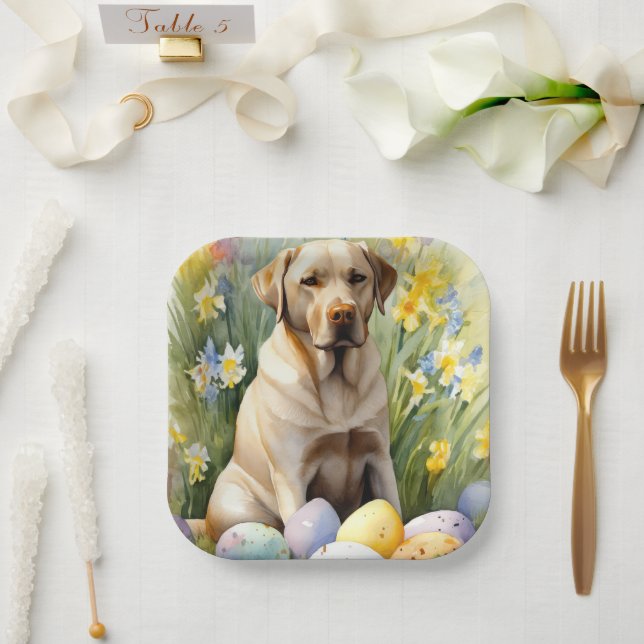 Plato De Papel Labrador con huevos de Pascua (Boda)